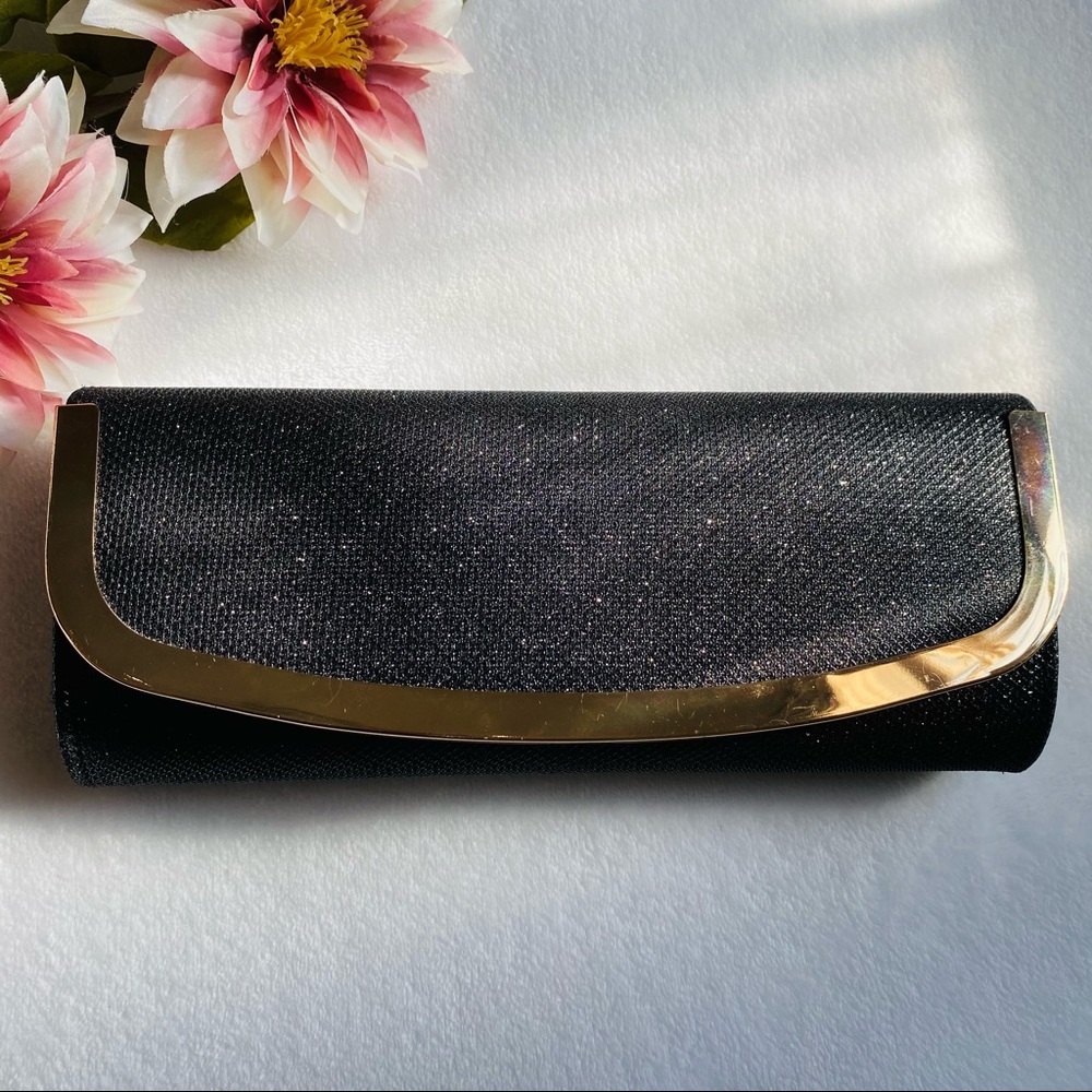 Black Luxe Clutch with Gold Detail